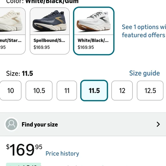 Brooks Men’s Glycerin Flex Neutral Running Brooks White and Black Athletic Shoes - Picture 2 of 9